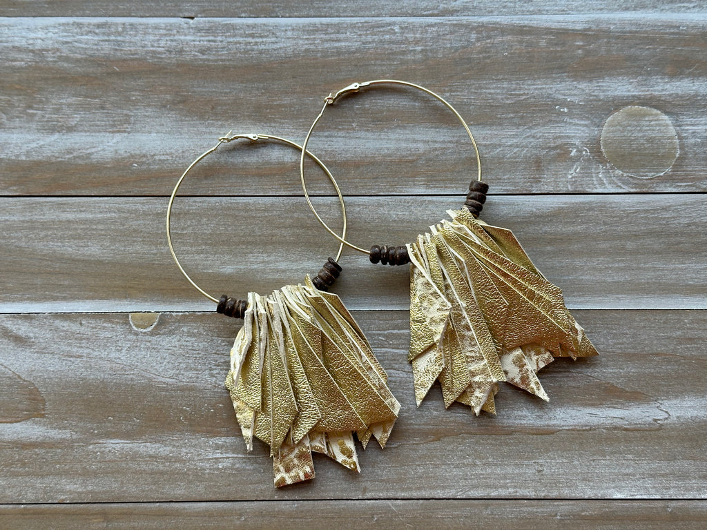 FUNKY FRESH HOOPS | GOLD + CREAM METALLIC