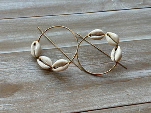 INFINITY HOOPS GOLD | COWRIE SHELL