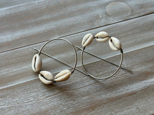 INFINITY HOOPS SILVER | COWRIE SHELL