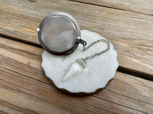 CLEAR QUARTZ | CRYSTAL TEA INFUSER + PENDULUM
